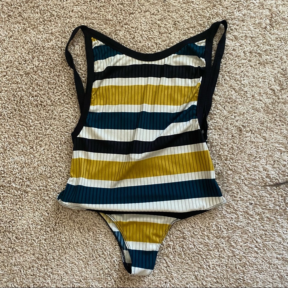 Colorful Striped Backless bodysuit